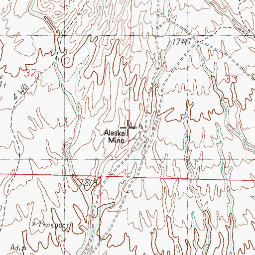 Topographic Map of Alaska Mine, AZ
