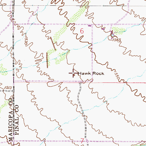 Topographic Map of Hawk Rock, AZ