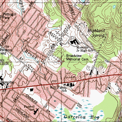 Topographic Map of Broadview Memorial Cemetery, ME