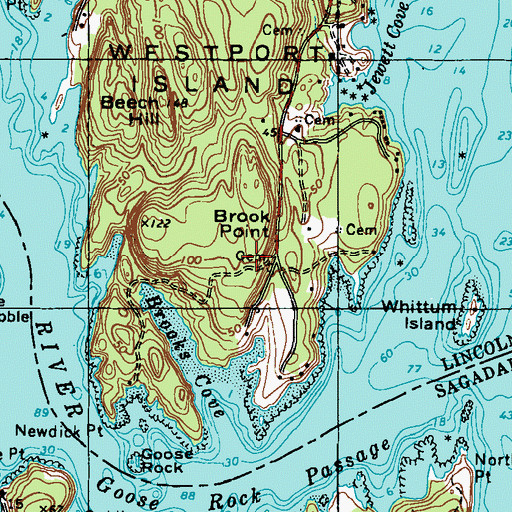 Topographic Map of Brook Point, ME