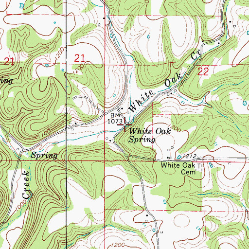 Topographic Map of White Oak Spring, AR