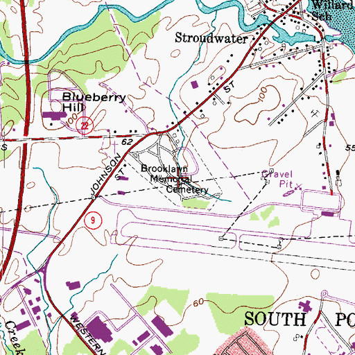 Topographic Map of Brooklawn Memorial Cemetery, ME