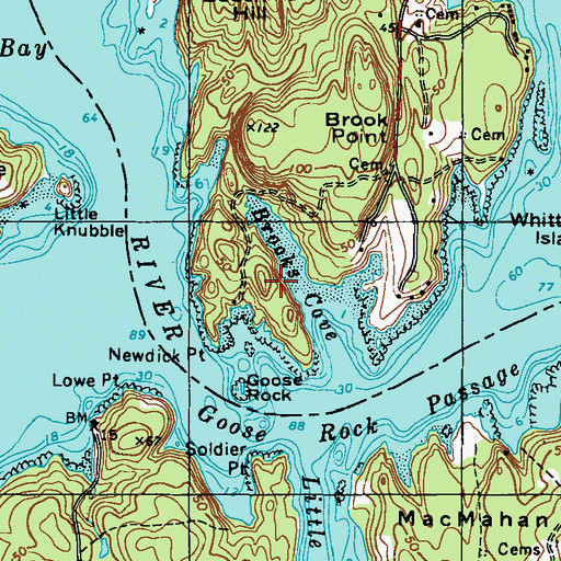 Topographic Map of Brooks Cove, ME