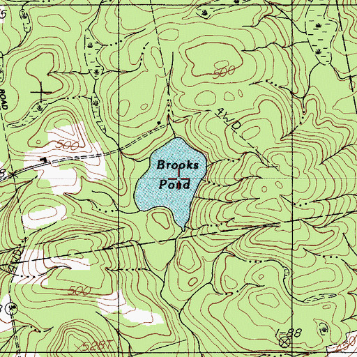 Topographic Map of Brooks Pond, ME