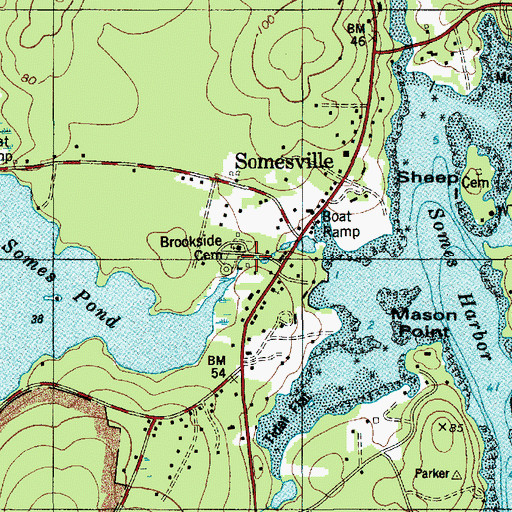 Topographic Map of Brookside Cemetery, ME