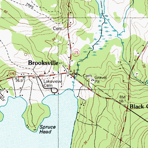 Topographic Map of Brooksville, ME