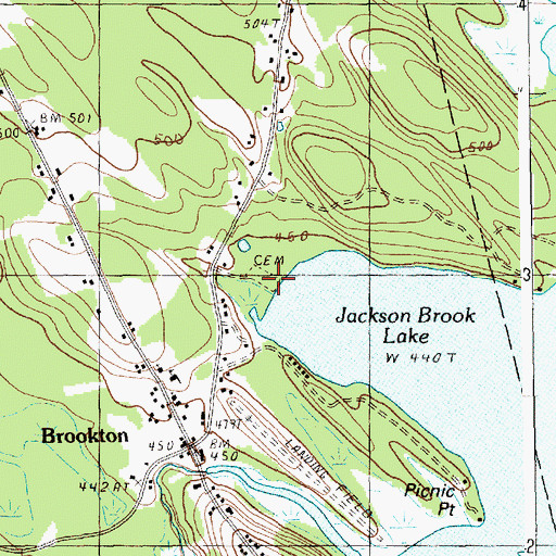 Topographic Map of Brookton Cemetery, ME