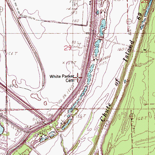 Topographic Map of White Parker Cemetery, AR