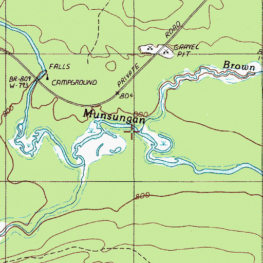 Topographic Map of Brown Brook, ME