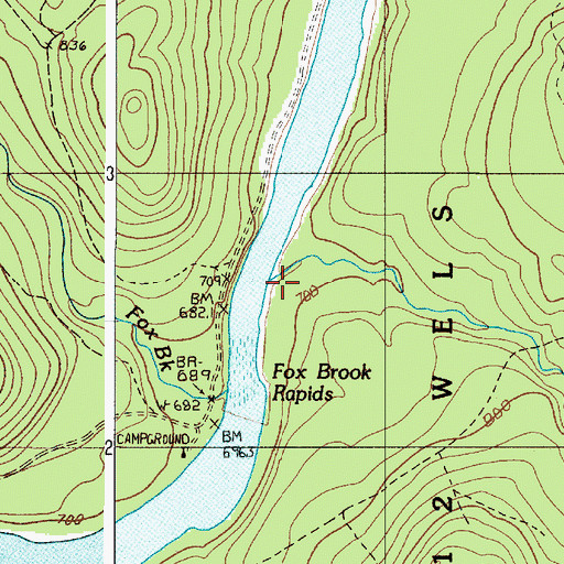 Topographic Map of Brown Brook, ME