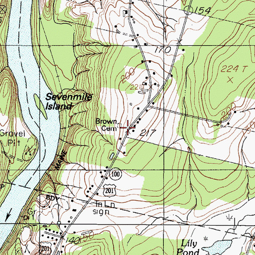 Topographic Map of Brown Cemetery, ME