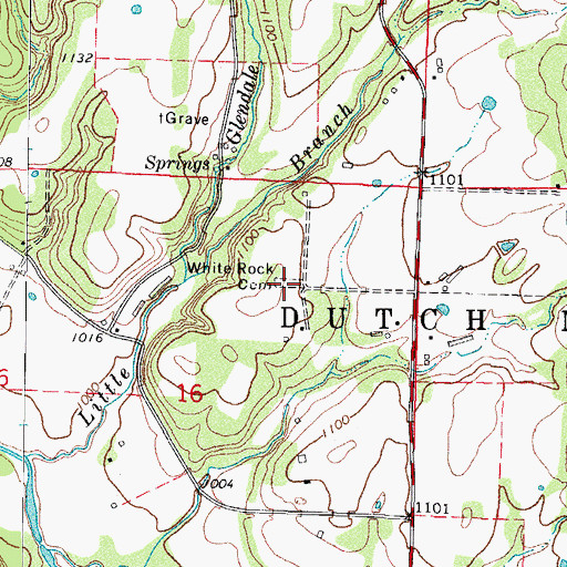 Topographic Map of White Rock Cemetery, AR