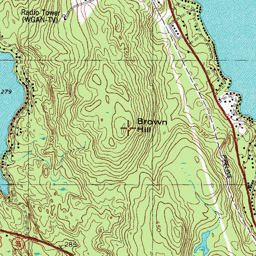 Topographic Map of Brown Hill, ME