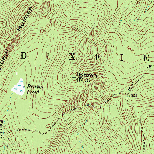 Topographic Map of Brown Mountain, ME