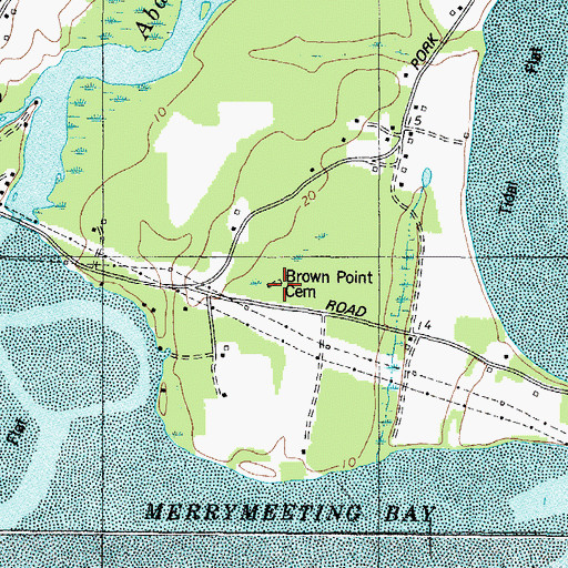 Topographic Map of Brown Point Cemetery, ME