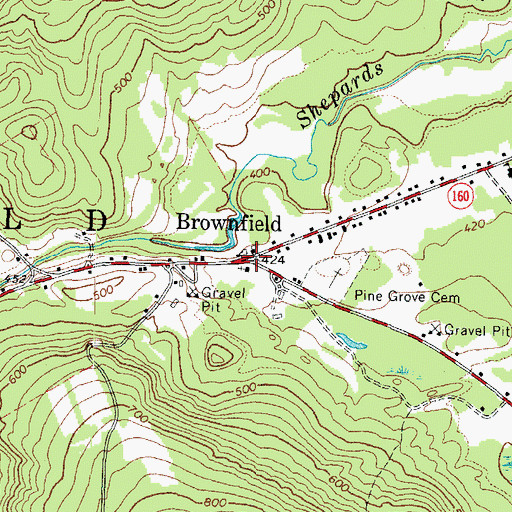Topographic Map of Brownfield, ME