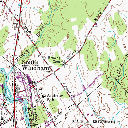 Topographic Map of Brown Cemetery, ME