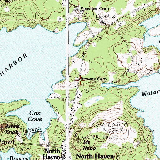 Topographic Map of Browns Cemetery, ME