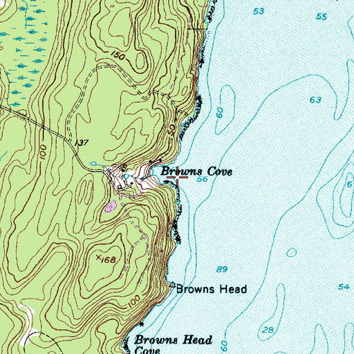 Topographic Map of Browns Cove, ME