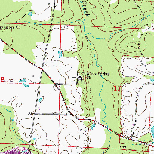 Topographic Map of White Spring Church, AR