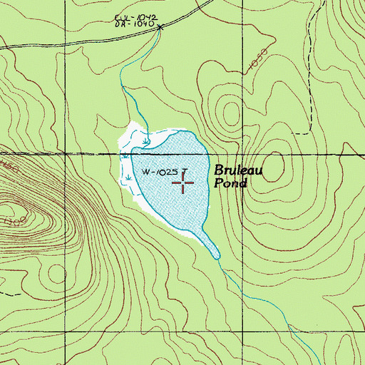 Topographic Map of Bruleau Pond, ME