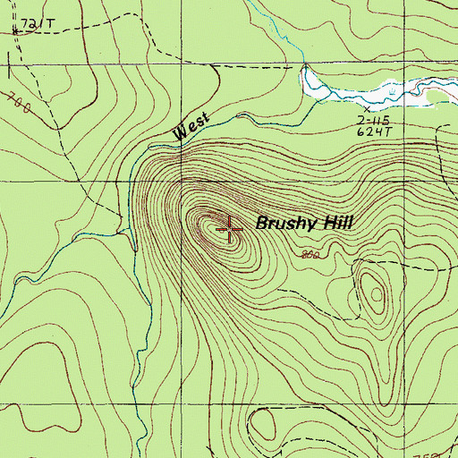 Topographic Map of Brushy Hill, ME