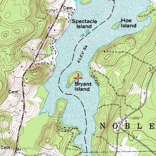Topographic Map of Bryant Island, ME