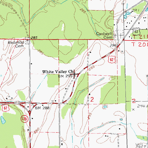 Topographic Map of White Valley Church, AR