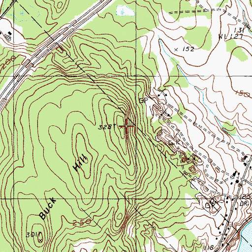 Topographic Map of Buck Hill, ME