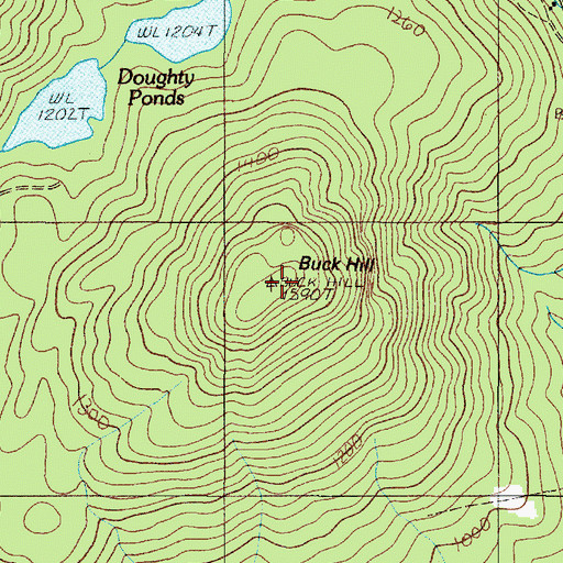 Topographic Map of Buck Hill, ME