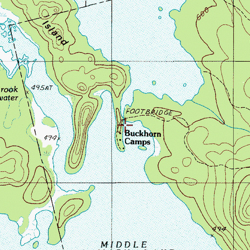 Topographic Map of Buckhorn Camps, ME
