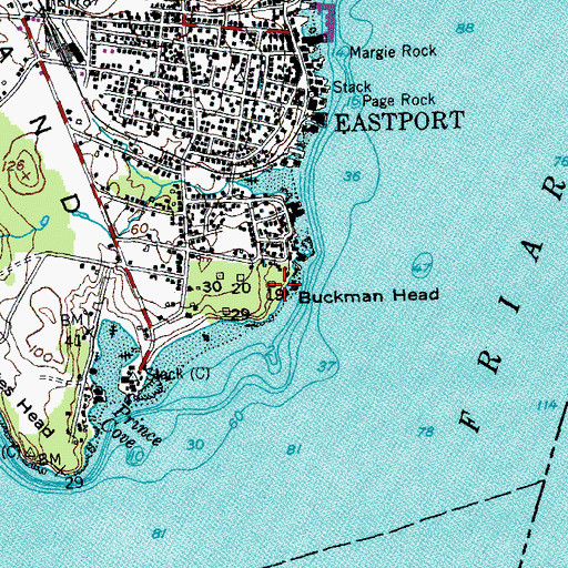 Topographic Map of Buckman Head, ME