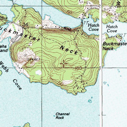 Topographic Map of Buckmaster Neck, ME