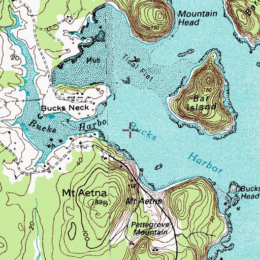 Topographic Map of Bucks Harbor, ME