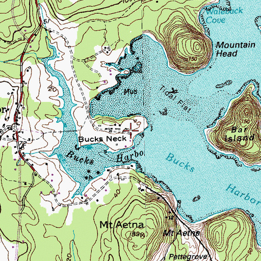 Topographic Map of Bucks Neck, ME