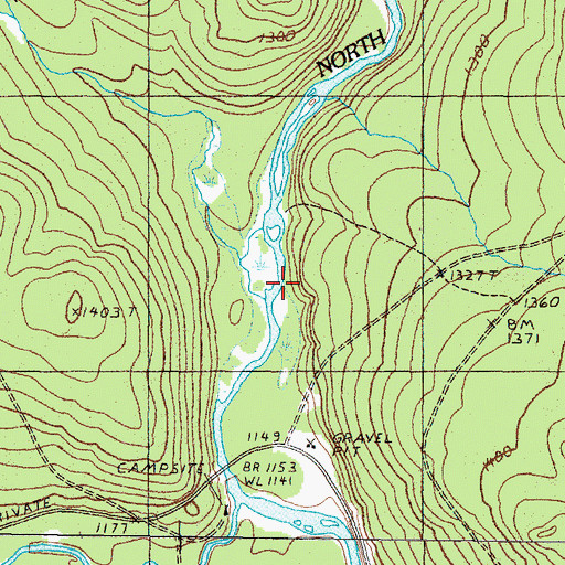 Topographic Map of Budworm Brook, ME