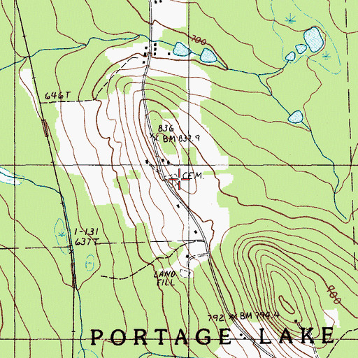 Topographic Map of Buffalo Cemetery, ME