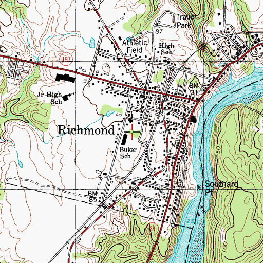 Topographic Map of Marcia Buker School, ME