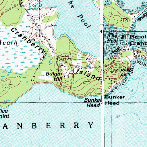 Topographic Map of Bulger Hill, ME