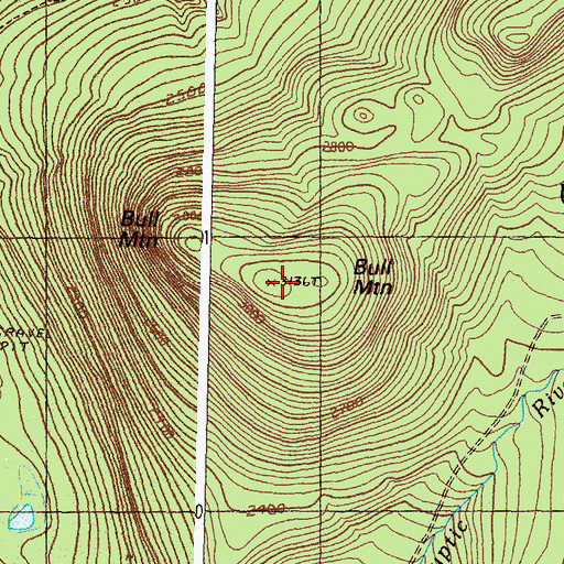 Topographic Map of Bull Mountain, ME