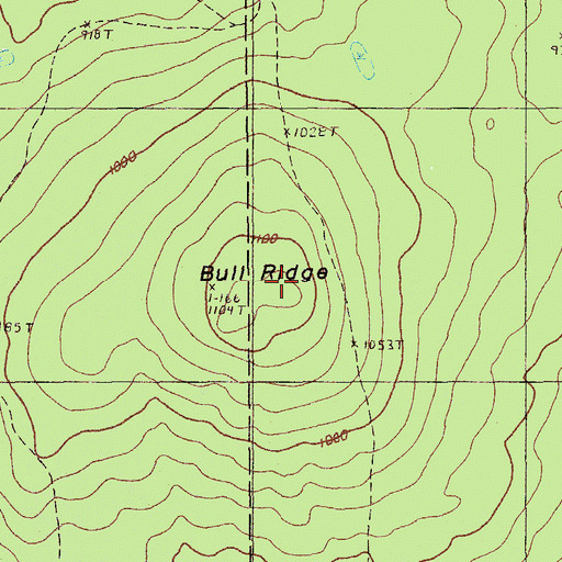 Topographic Map of Bull Ridge, ME
