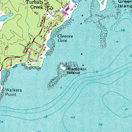 Topographic Map of Bumpkin Island, ME