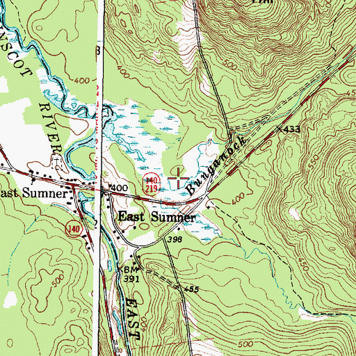Topographic Map of Bunganock Brook, ME