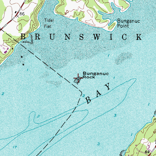 Topographic Map of Bunganuc Rock, ME