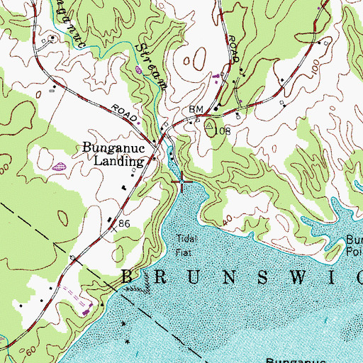 Topographic Map of Bunganuc Stream, ME