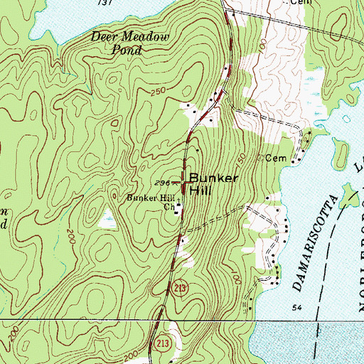 Topographic Map of Bunker Hill, ME