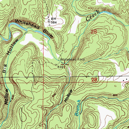 Topographic Map of Whitehead Hollow, AR