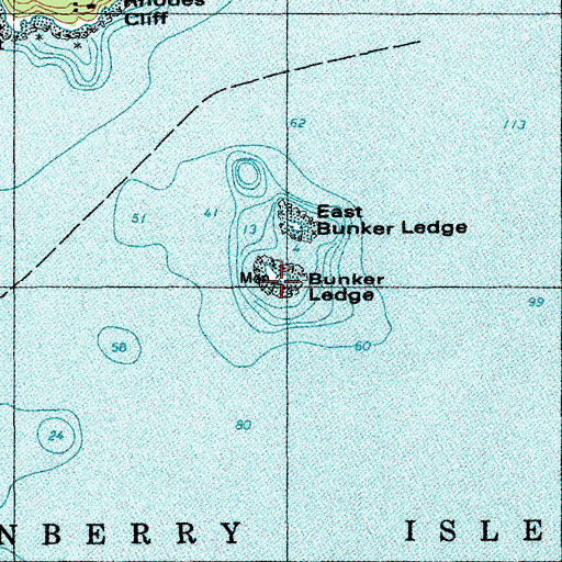 Topographic Map of Bunker Ledge Mon, ME