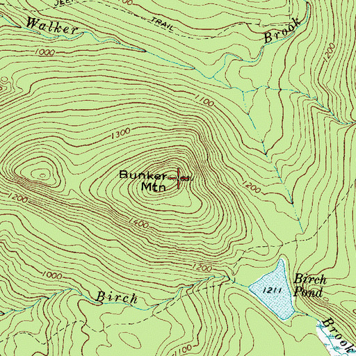 Topographic Map of Bunker Mountain, ME