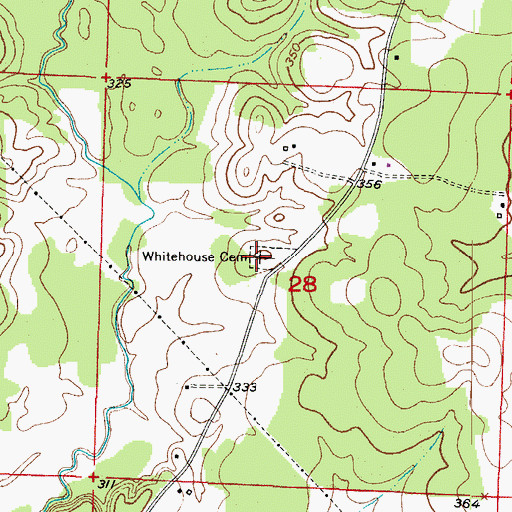 Topographic Map of Whitehouse Cemetery, AR